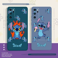 stitch little monster disney for huawei p 50 40 30 20 smart 2021 2019 lite pro plus liquid rope silicone soft phone case cover