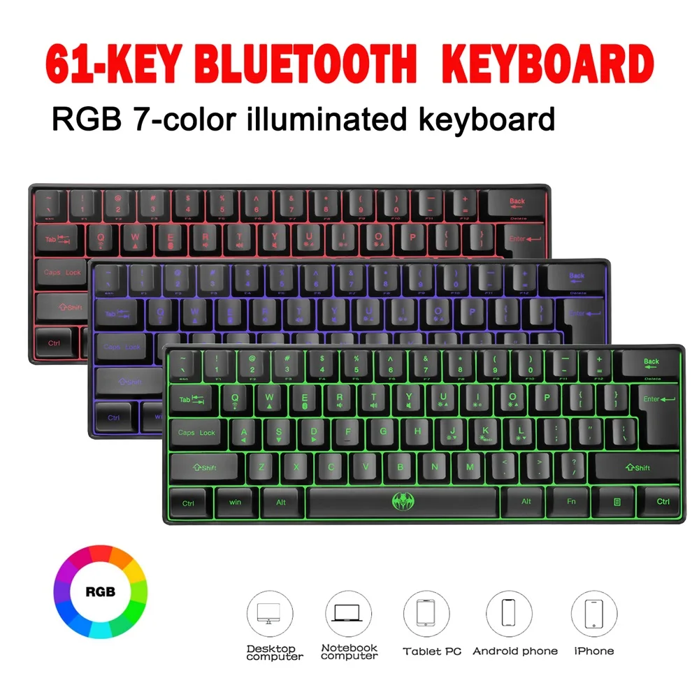 

Двойной режим Bluetooth и USB RGB с подсветкой механическая клавиатура ультра-компактный 61 Ключ