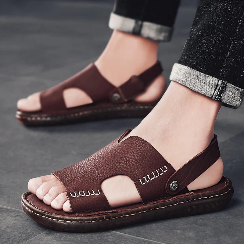 Сандалии мужские с противоскользящей подошвой удобная повседневная обувь для