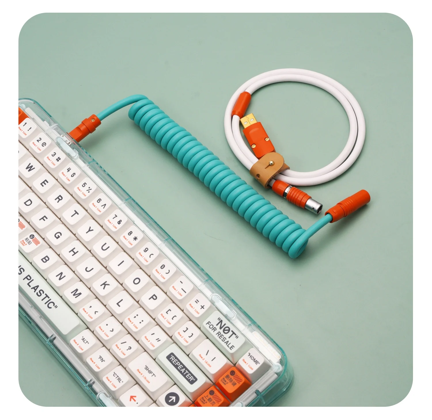 New GC manual custom mechanical keyboard personality data line rubber spring screw back orange hardware plastic