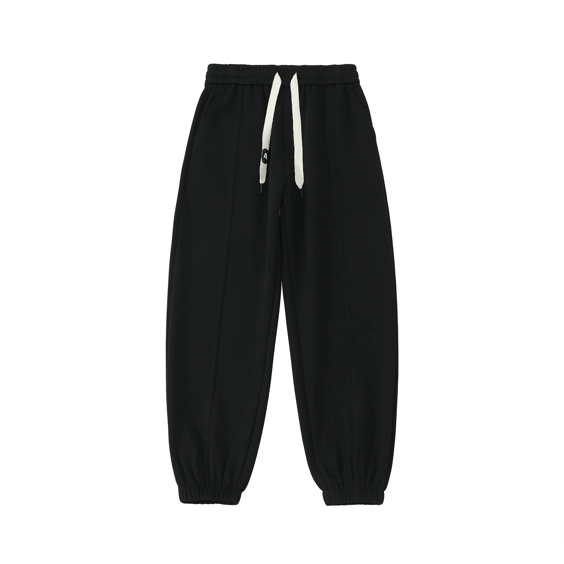 American vintage Black Heavy Sweatpants Men's Autumn Trendy Youth Pants Loose Ankle-tied Sports Casual Trousers