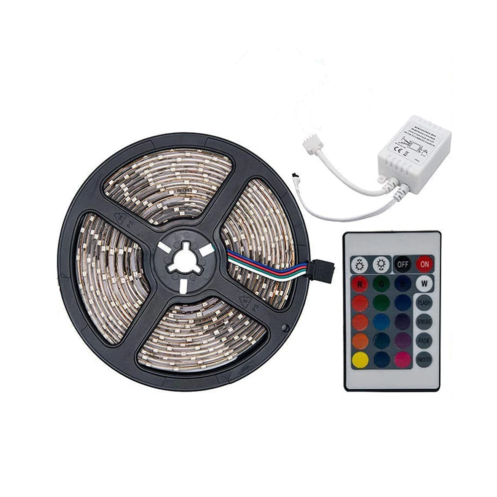 

Светодиодная лента 3528 RGB длиной 5 м, 12 В постоянного тока, красочное освещение с одним набором пультов дистанционного управления для автомоб...