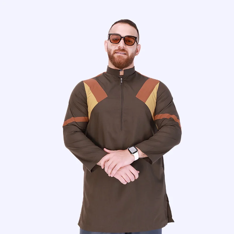 

Ramadan Tops For Men Islamic Turkey Arab Men's Robes Muslin Splicing Large Clothing Men's Robe Lining Men Abaya Robe Clothing