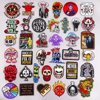 punk skull patch iron on patches for clothing thermoadhesive patches on clothes diy scary ghost embroidery sticker animal badges
