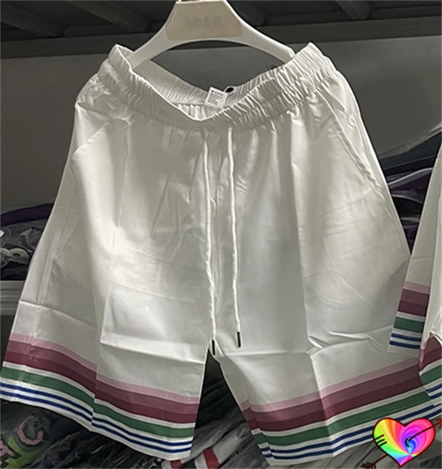 

2023 Silk Casablanca TENNIS CLUB Shorts Men Women 1:1 Sporty Striping Casablanca Shorts Hip Hop Hawaiian CASA Breeches