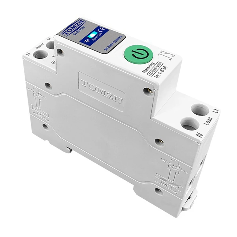 TOMZN TOB9S-VAP TUYA Smartlife 63A 1P + N WIFI умный переключатель счетчик энергии кВтч