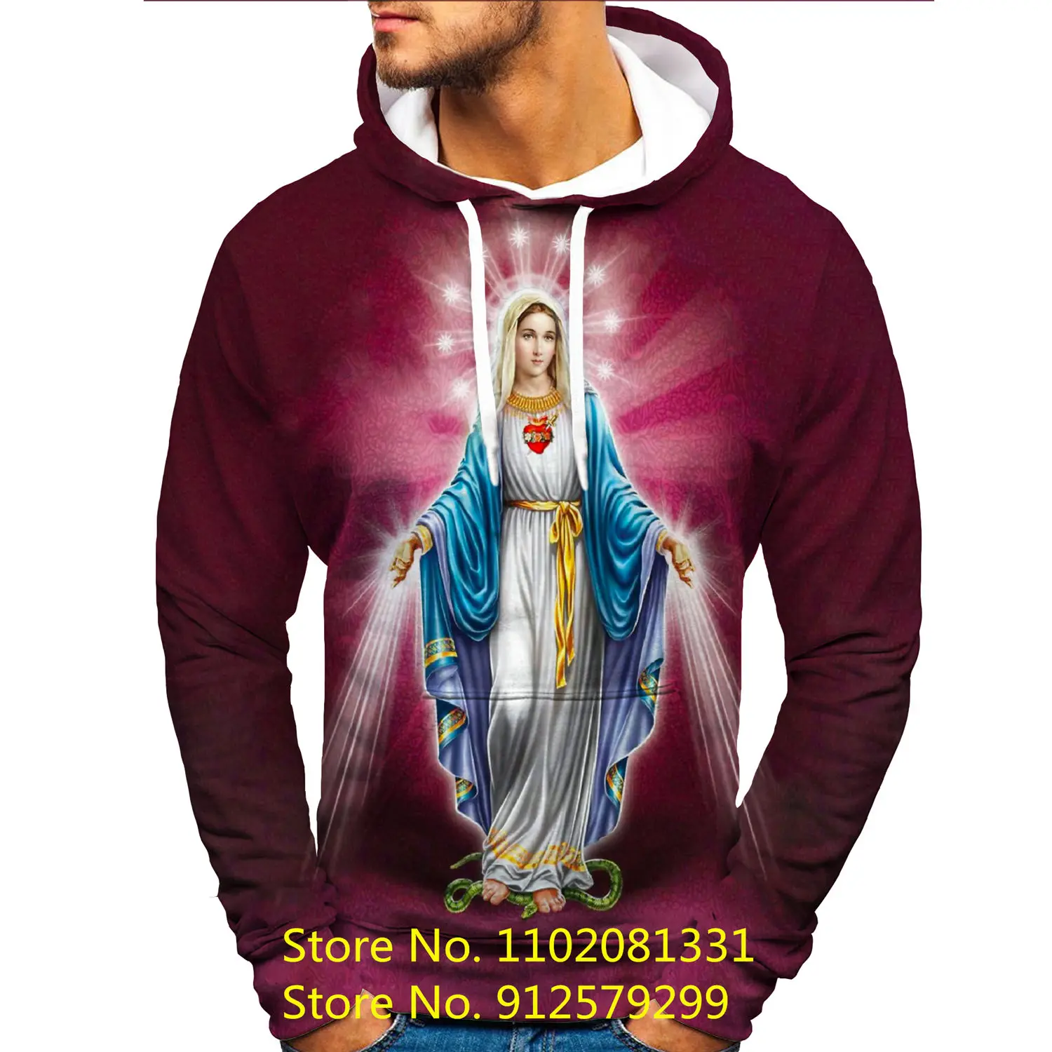 Fashion Virgin Mary Printed Hoodies Men Women Casual Jesus Sweatshirt Streetwear Long Sleeve Hip Hop Pullover
