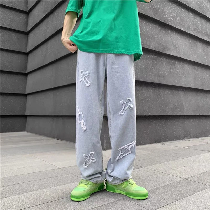 2022 Jeans Broken Chaogao Street Men's Retro Black Casual Long Pants baggy jeans  traf zara homme  jeans for men