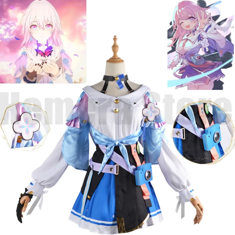 

Костюм для косплея игры Honkai: Star Rail 7 марта, Униформа, наряд на Хэллоуин, карнавал, женское платье, розовый парик в стиле "Лолита", косплей