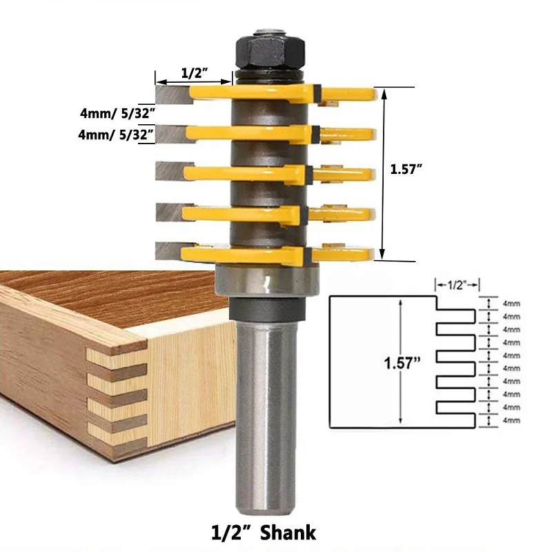 

Tools Tongue and Groove Finger Joint Router Bit Woodworking Chisel Cutter Milling Cutter for Drawer Flooring Cabinet Door