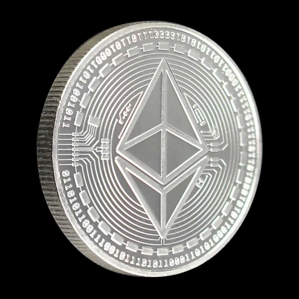 Биткоин эт с серебряным покрытием эфириум тиснением стерео Цифровая монета