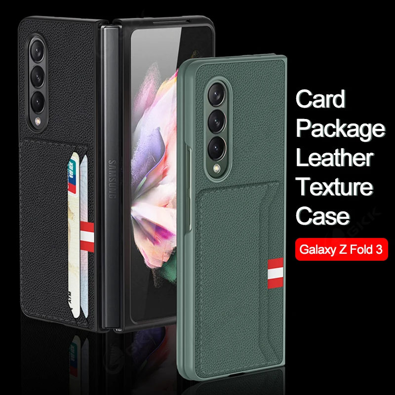 

GKK Leather Card Package Case For Samsung Galaxy Z Fold 3 5G Anti-knock Protection Hard Cover For Samsung Z Fold3 Case Coque