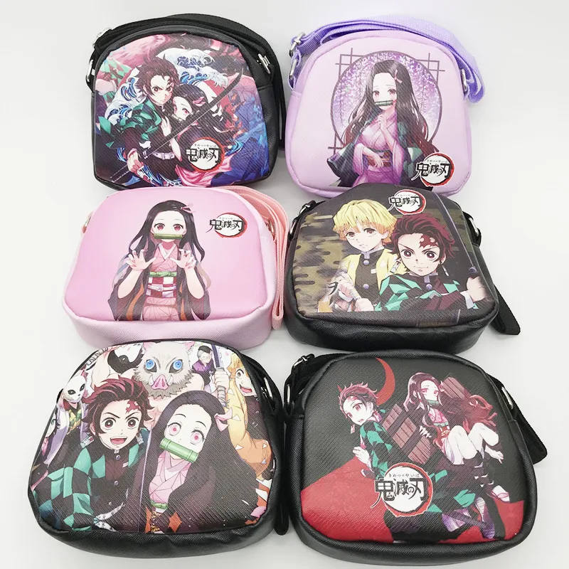 Anime Demon Slayer Messenger Bag Kimetsu No Yaiba Wallet Nezuko Tanjirou Card Keys Storage Bag Cosplay School Season Gift