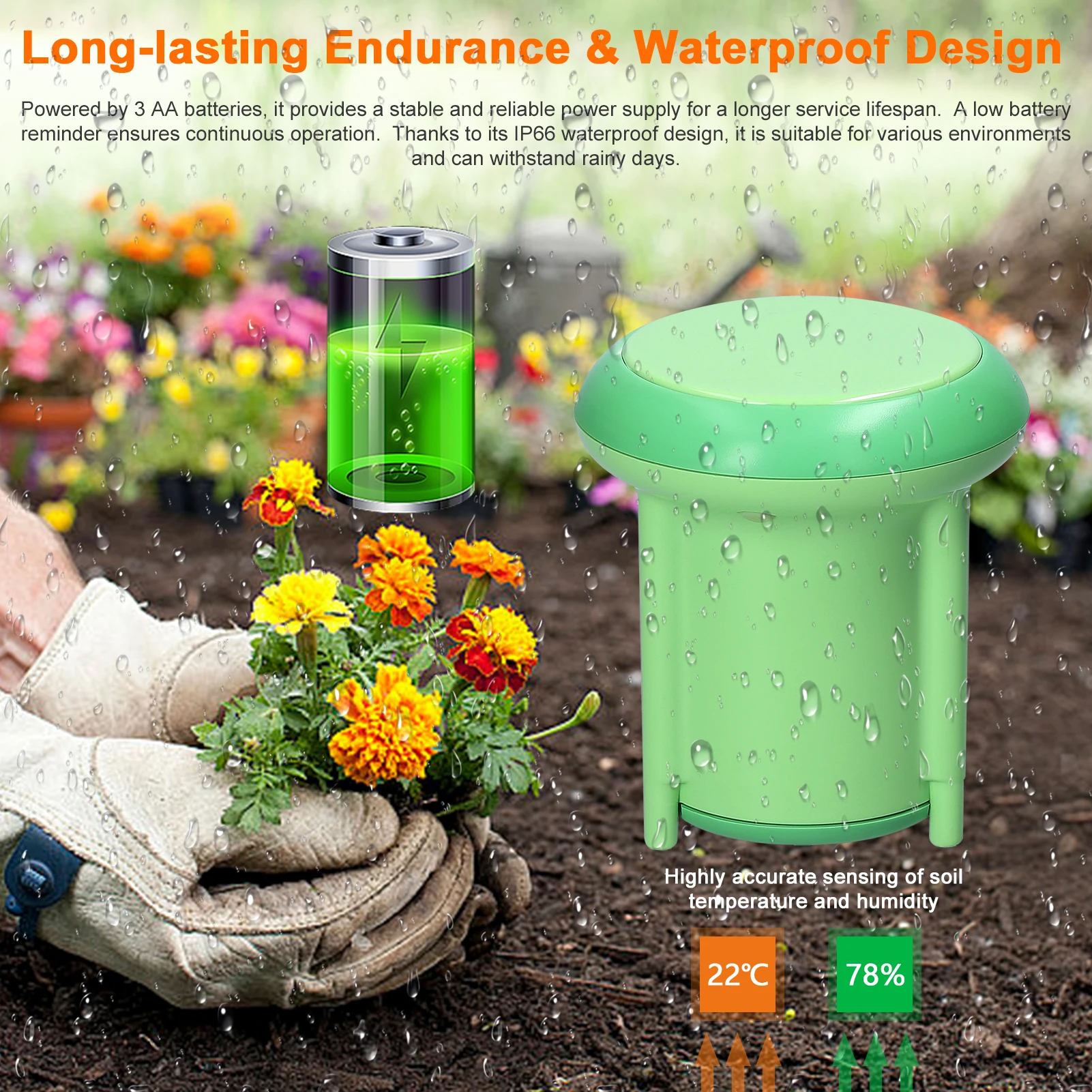 Датчик влажности и температуры почвы Tuya ZigBee водонепроницаемый IP66 с управлением