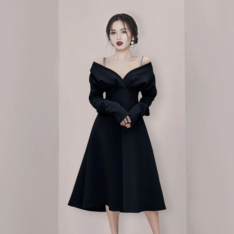 

Женское универсальное платье на бретелях, однотонное элегантное платье с глубоким V-образным вырезом и высокой талией, весна-лето 2023