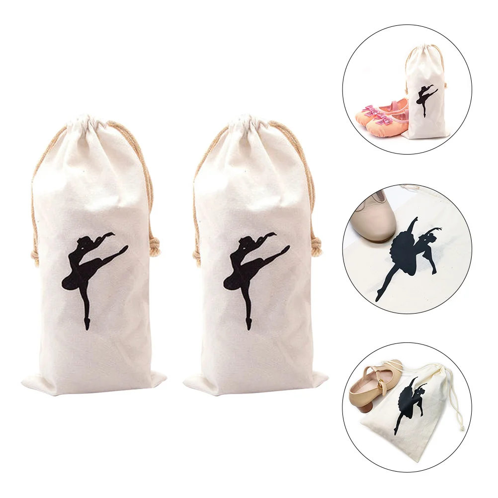 

2Pcs Dance Bag Point Shoe Bags for Ballet Girl Canvas Bags Drawstring Dance Bags