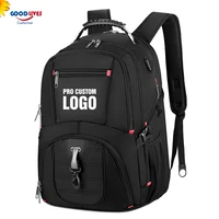 2022 man black big backpack with usb water resistant 17 laptop bagpack men 1680d nylon knapsack pro custom logo