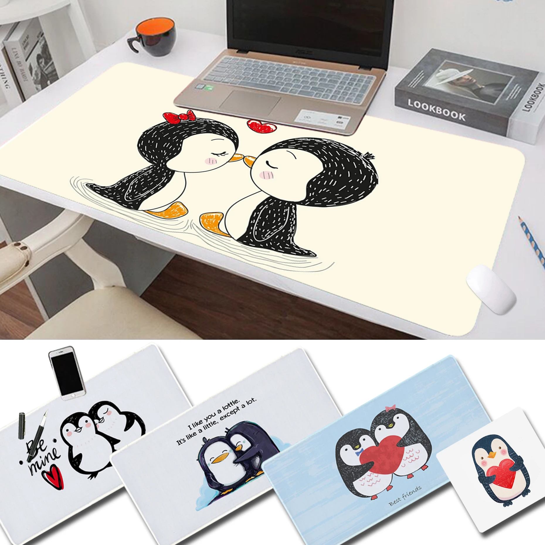 

Cute Cartoon Penguin Funny Comfort Mouse Mat Gaming Mousepad for large Edge Locking Speed Version Game Keyboard Pad