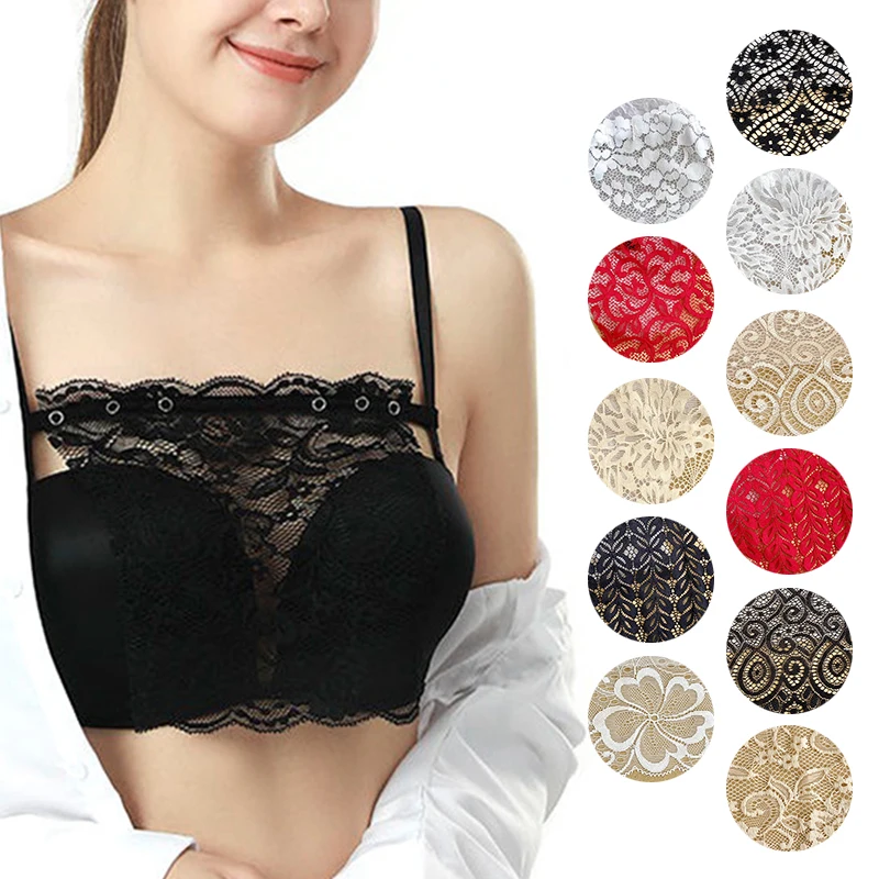

Ladies Lace Clip-on Mock Camisole Bra Insert Overlay Modesty Panel Vest Mock Camisole Bra Cleavage Coverage For Women Clothes