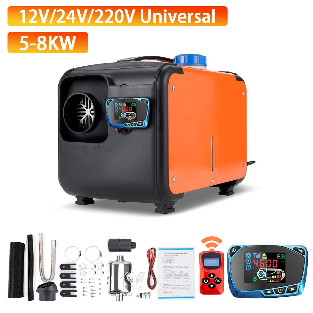 

12V 24V 220V Car Diesel Air Heater 5-8KW Adjustable With Display Automatic Recognition Airs Diesel Parking Heaters