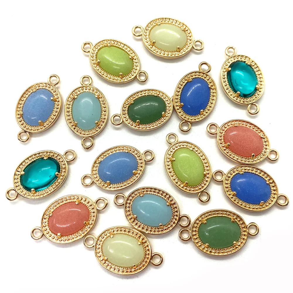 

Natural Stone Pendant Oval Egg Shape 2 Hole Connector Charms for Jewelry Making Necklace Bracelet Earring Anklet DIY Accessories