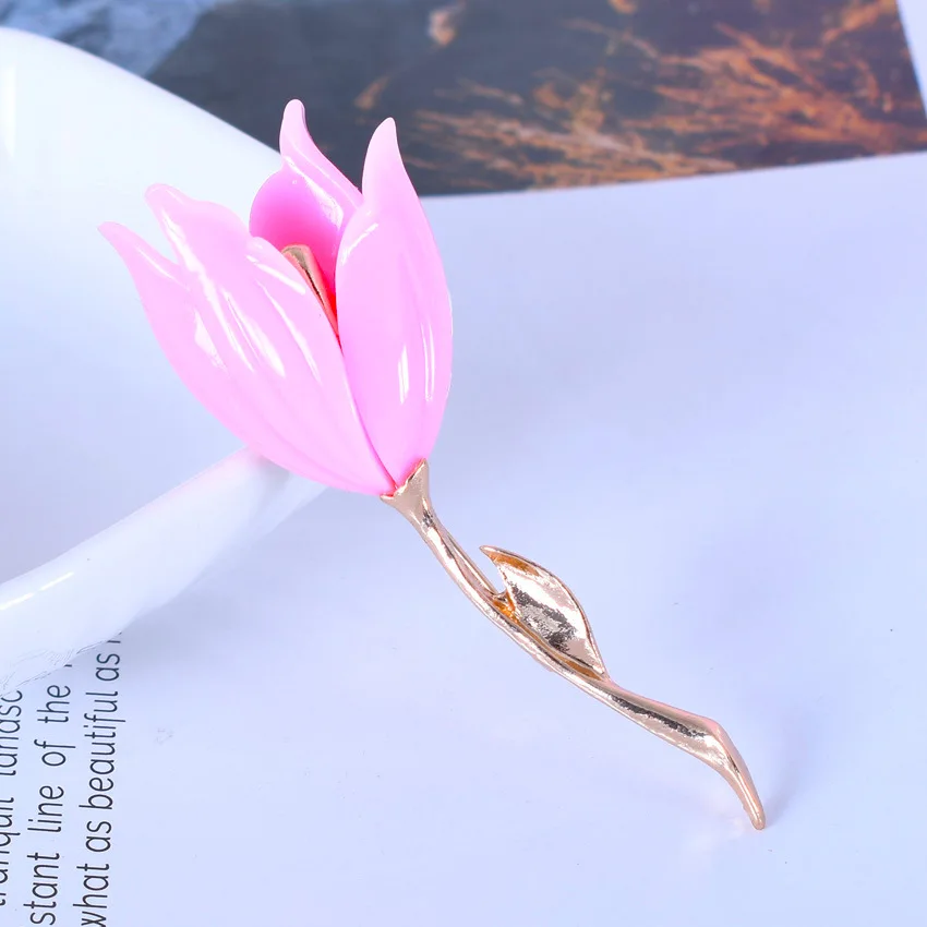 Брошь цветок тюльпан цинковый сплав