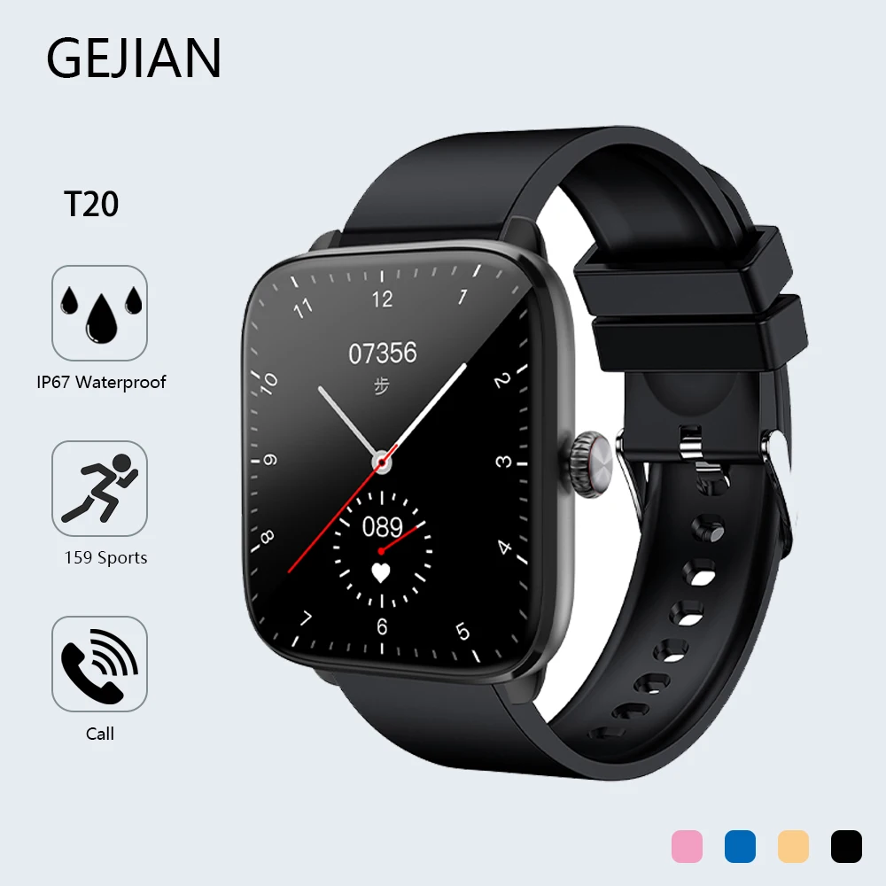 

GEJIAN New T20 Multiple Sport Modes Health Monitoring IP67 Waterproof 1.96-inch Men's and Women's Bluetooth Calling Smart Watch