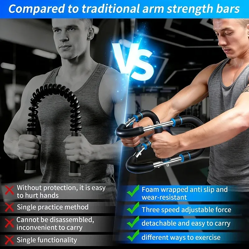 Фото Тренажер для рук Twister Arm Trainer, регулируемое сопротивление (60-140 фунтов), оборудование для тренировки грудных мышц, тренажер для развития силы предплечий, для тренировки pectoralis и spinalis. №4