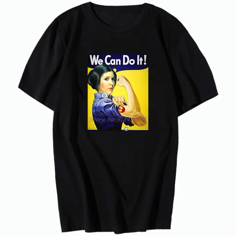 

​Carrie Fisher Tribute Leia We Can Do It graphic t shirts Tees Tops short sleeve t-shirts Harajuku Streetwear Men's clothing