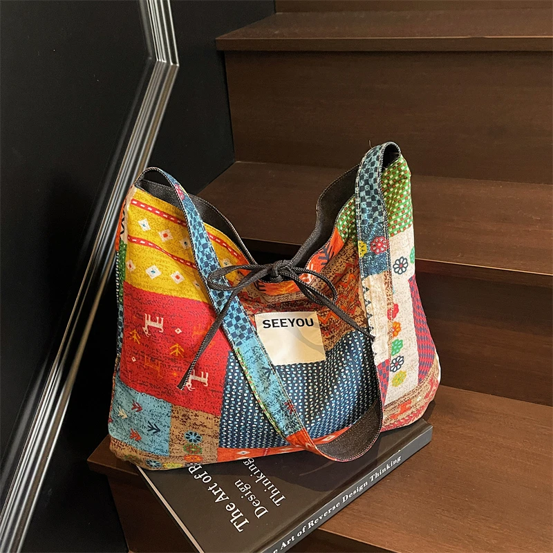 Красочная геометрическая форма большая сумка-тоут вместимость высокое качество