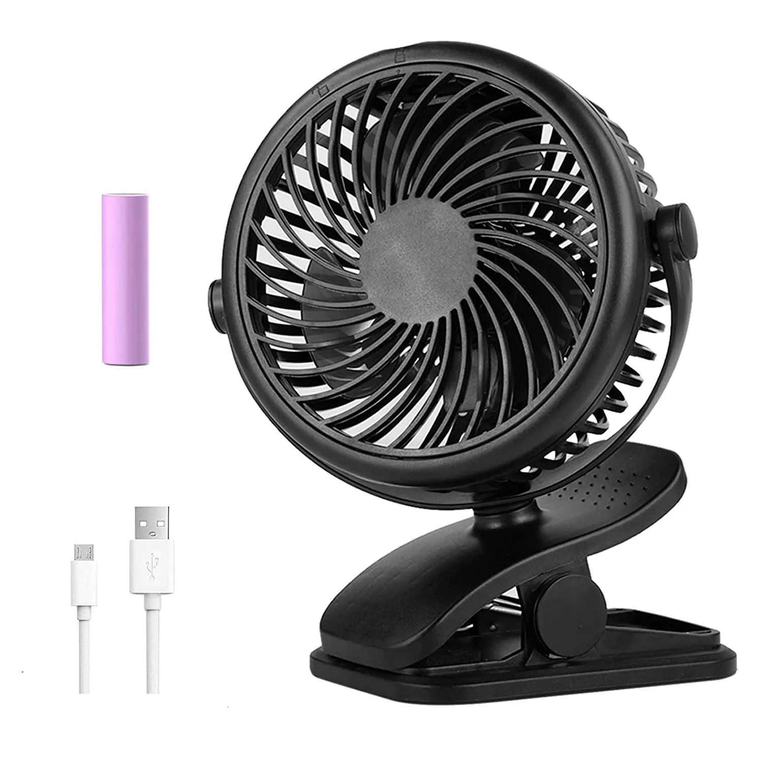 

Portable Clip on Fan, 6 Inch Desk Fan Small Quiet, Stroller Fan with Sturdy Clamp 3 Speeds, 2200MAh Battery Operated Fan