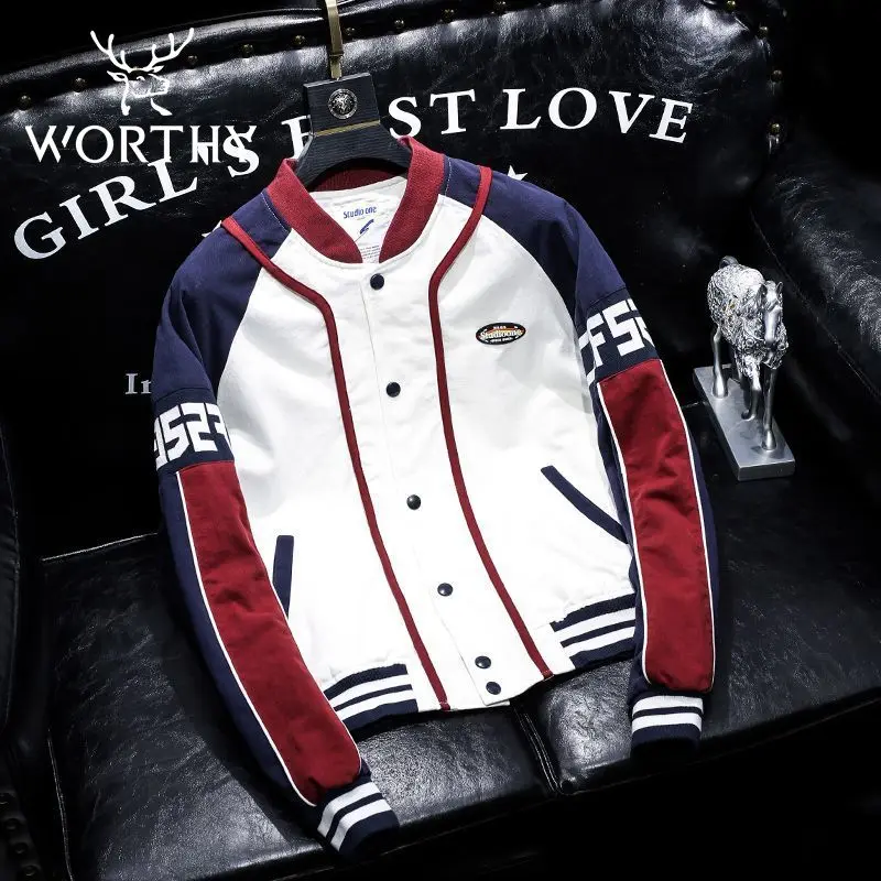 

2022 autumn color matching baseball suit men's coat