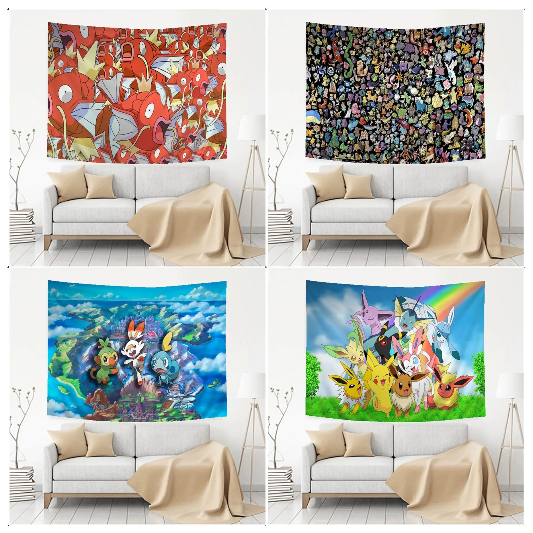 

BANDAI Pokémon Printed Large Wall Tapestry Wall Hanging Decoration Household INS Home Decor