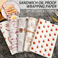 2050100pcs food grade grease paper food wrappers wrapping paper for bread sandwich burger fries oilpaper baking tools