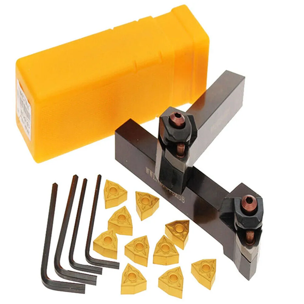 

Exceptional Durability, WWLNR1616H08 Bracket + WWLNL1616H08 Bracket 4 Wrenches + 10pcs WNMG080404 Insert, Ensures Long Tool Life