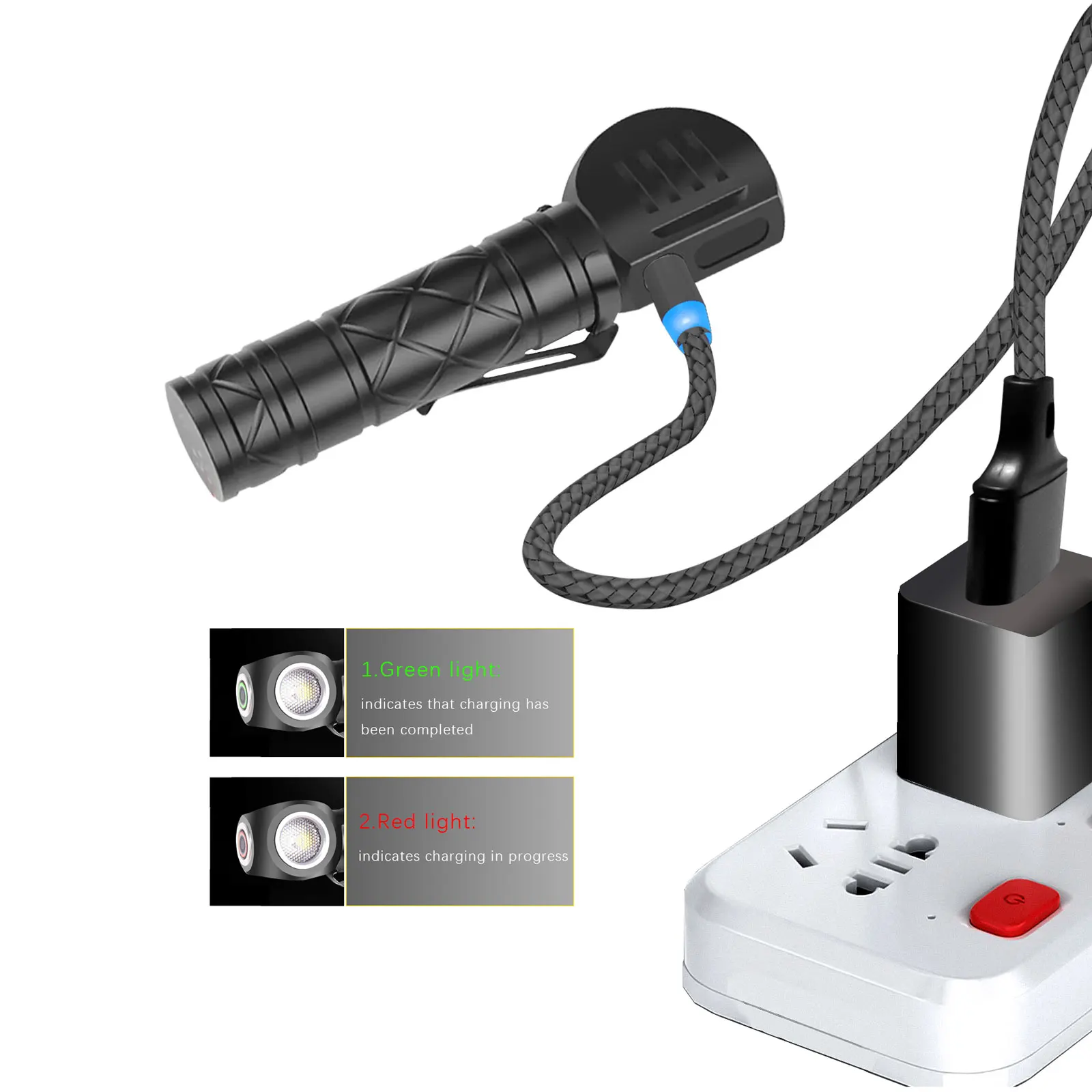 Фото USB светодиодный налобный фонарь с магнитным хвостом, рабочий фонарь с зажимом для ручки, фара 18650, налобная вспышка, наружное освещение, верховая езда, рыбалка, охота №4