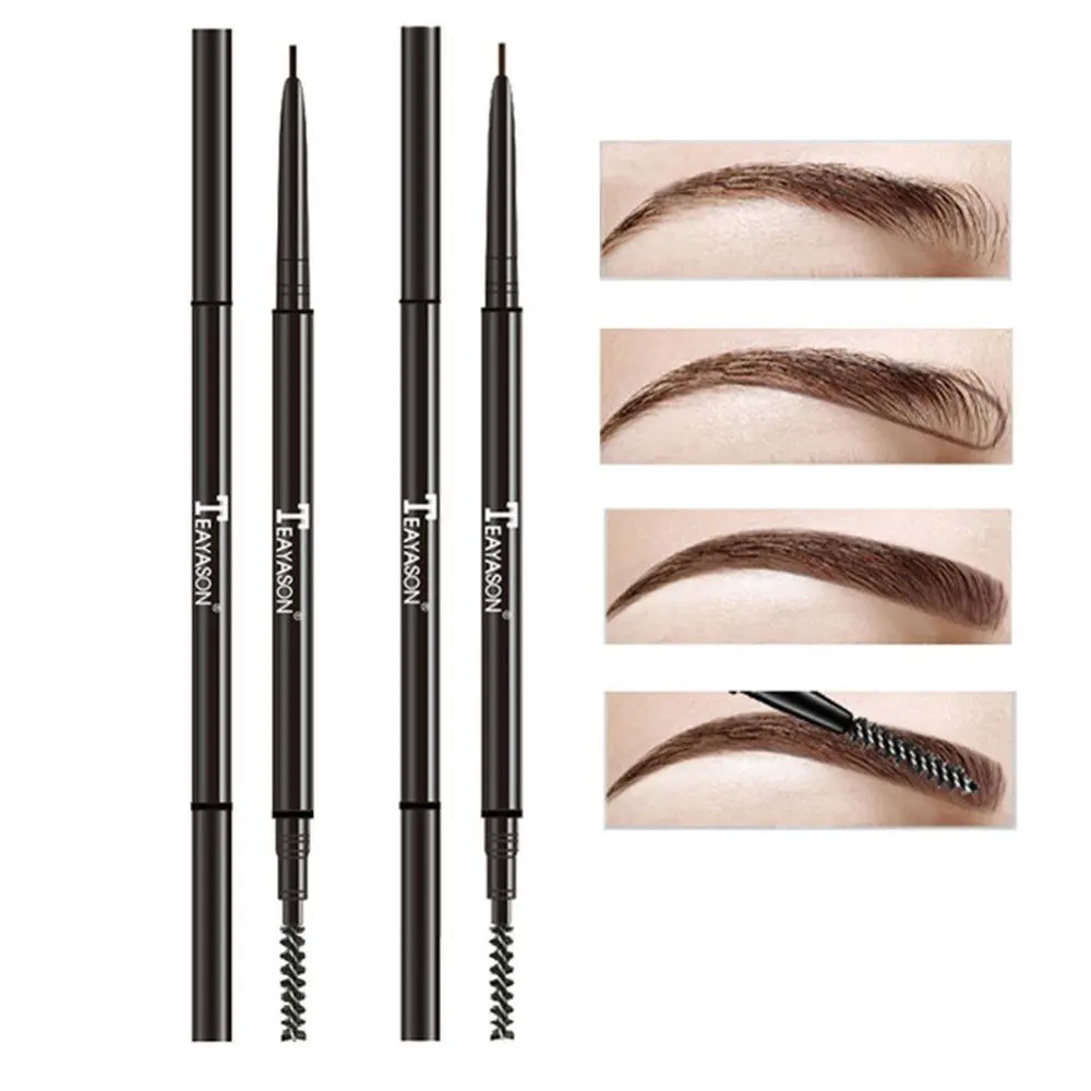 

Waterproof Eyebrow Pencil with Brush Long Lasting Dual Ended Makeup Beauty Automatic Rotate for Women
