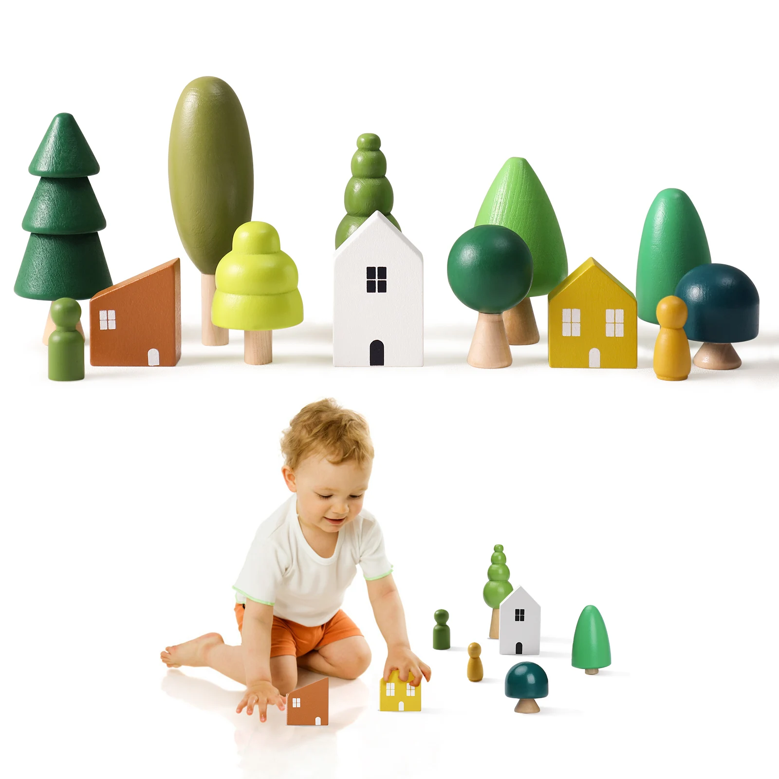 Игрушки Монтессори для детей деревянные блоки сад строительные DIY детские