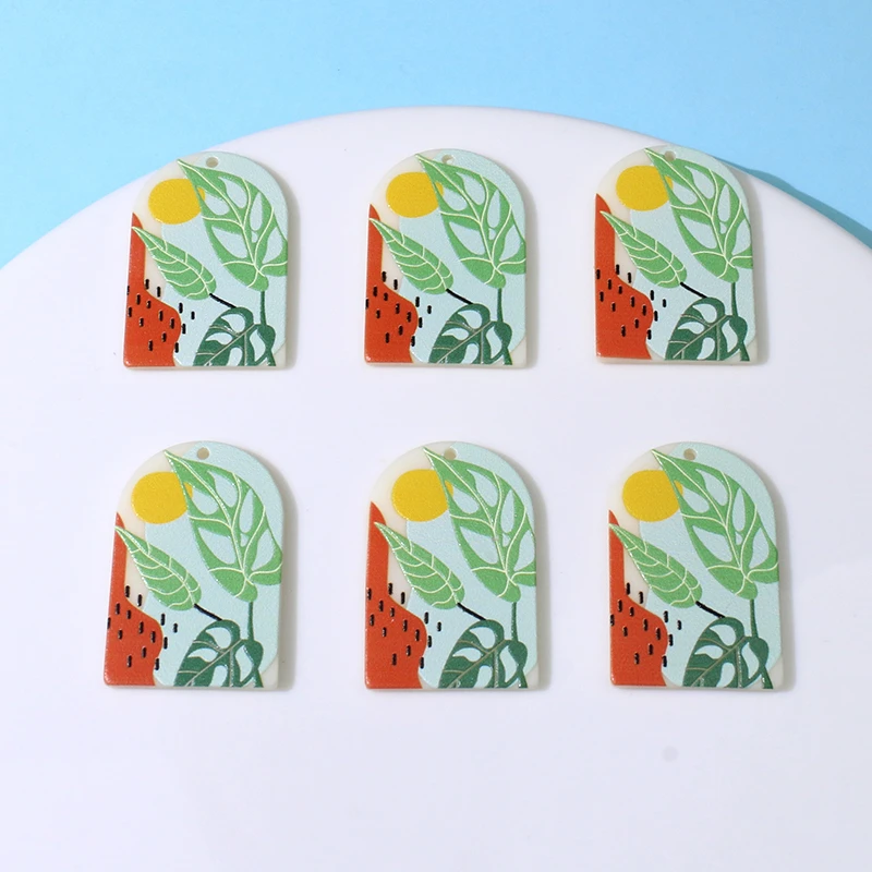 10 шт., акриловые подвески в виде растений, 25 х39 мм