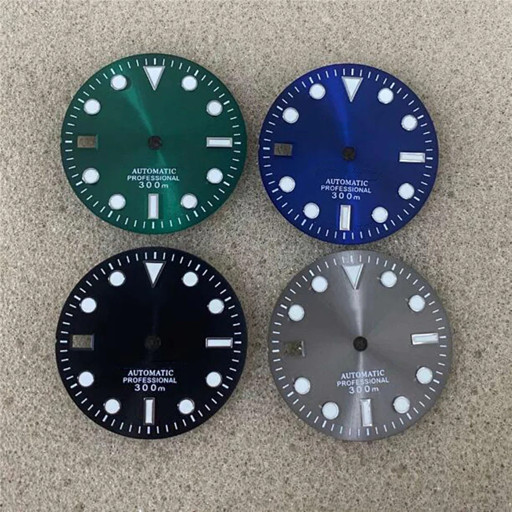 

Зеленый светящийся задний циферблат часов Sunray 28,5 мм, календарь на 9 часов для часов NH35/ NH36, аксессуары для часов