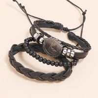 punk bracelet mens accessories multilayer poker leather bracelet ladies wrap charm bracelet ethnic tribal wristband wholesale