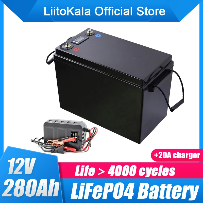 

12V 280Ah LiFePO4 Battery BMS Lithium Power Batteries 4000 Cycles For 12.8V RV Campers Golf Cart Off-Road Off-grid Solar Wind