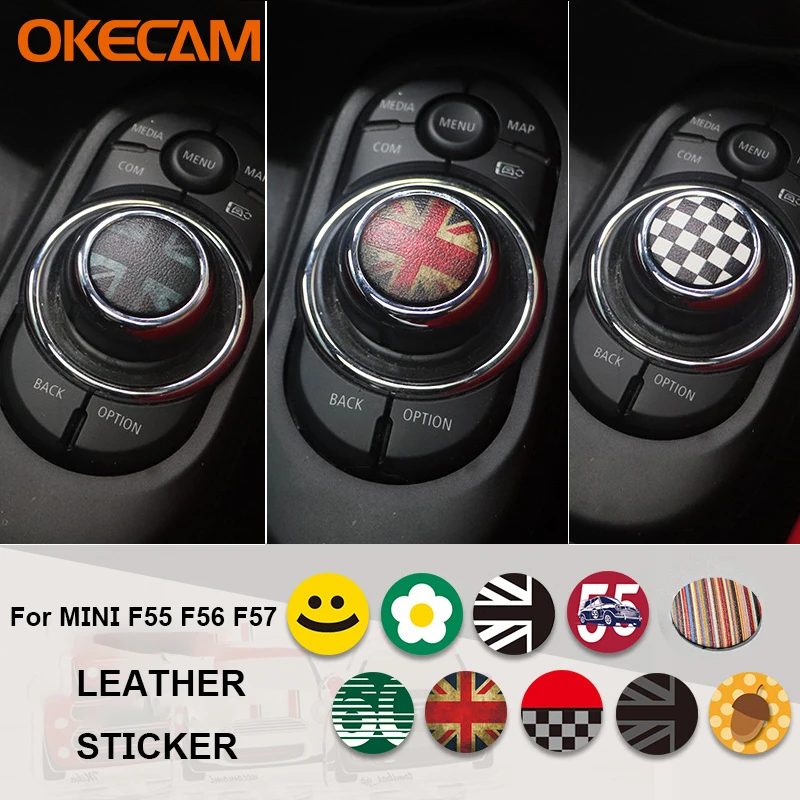 Автомобильная Центральная кнопка управления, мультимедийная кнопка, крышка, отделка, ручка, наклейка для MINI Cooper F55 F56 F57 Countryman Clubman, стильные аксессуары