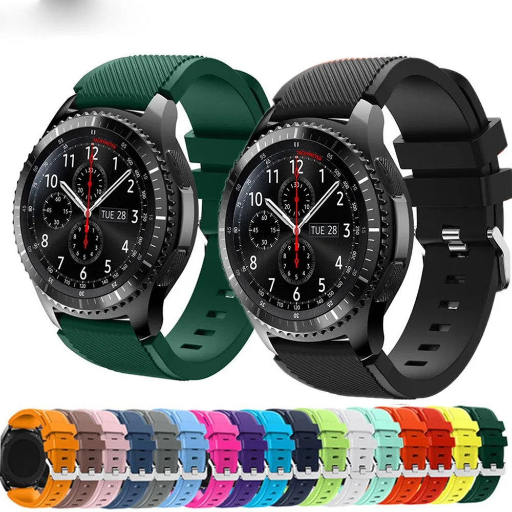 

20mm 22mm Silicone Band for Samsung Active 2 40mm/44mm strap Galaxy watch 3 41/45mm Gear s3 46mm bracelet Huawei watch GT2 strap