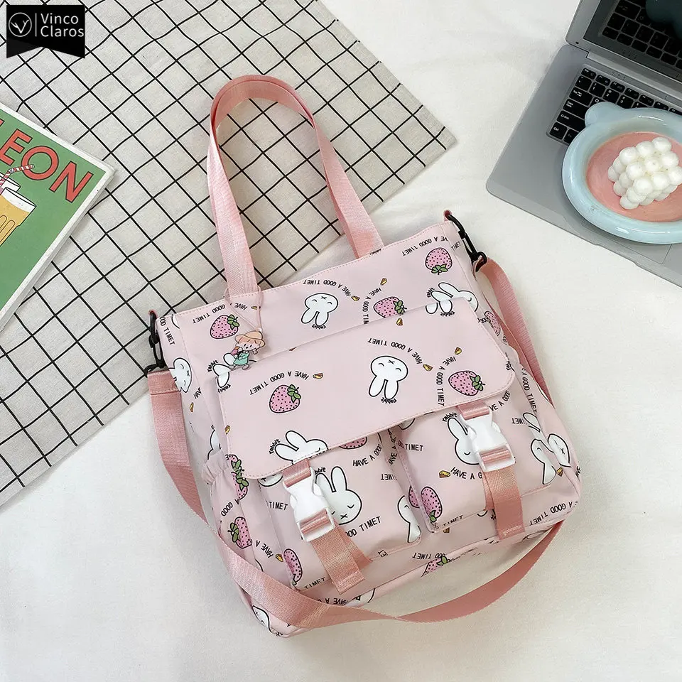 

VC Cute Cartoon Printing Tote Bag Women Large Capacity Lightweight Shoulder Bags for Women Kawai Girls Handbags Messenger Bag