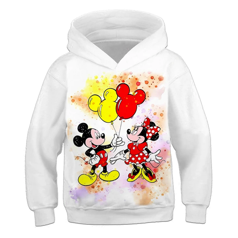 

Hoodies For Children Girls' Autumn White Clothes Mickey Mouse Graphic Boys' Outdoor Long Sleeved Cartoon Kids Sweatshirt 3-14Y