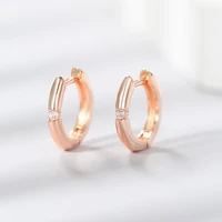 exquisite rose gold color small zircon cz hoop earrings for women girls charm bridal earrings engagement wedding jewelry gifts