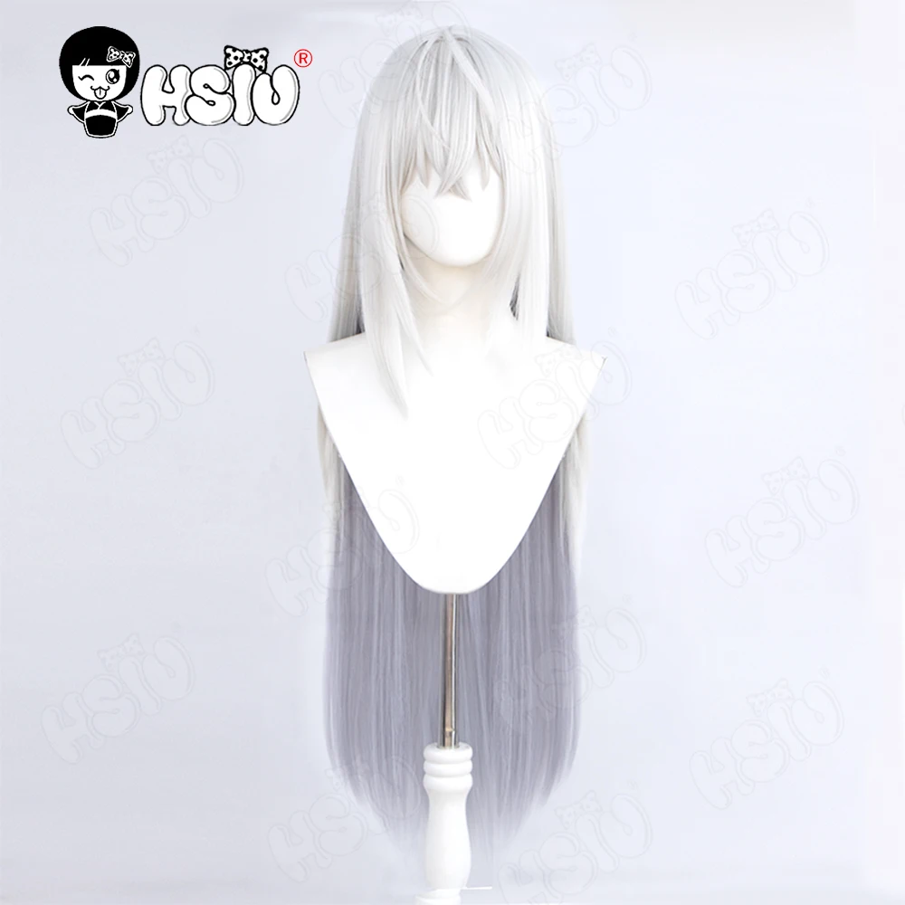 Парик для косплея Shirasu Azusa HSIU 90 см серебристо-серый синий градиент длинные волосы