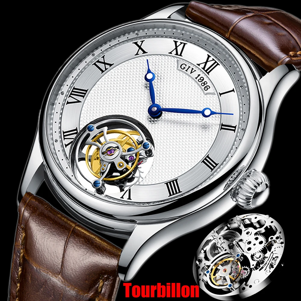 

GIV Flying Tourbillon Роскошные Механические часы с скелетом для мужчин механические наручные часы сапфировые водонепроницаемые часы для мужчин