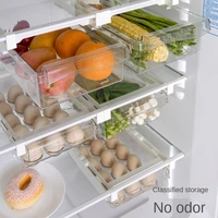 plastic clear fridge organizer slide under shelf rack holder transparent refrigerator drawer box food storage kitchen accessory